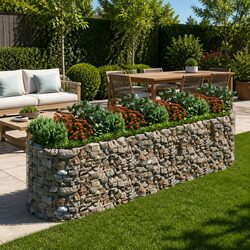 Gabion Raised Bed Galvanised Iron Garden Planter Flower Border 400x100x100 cm