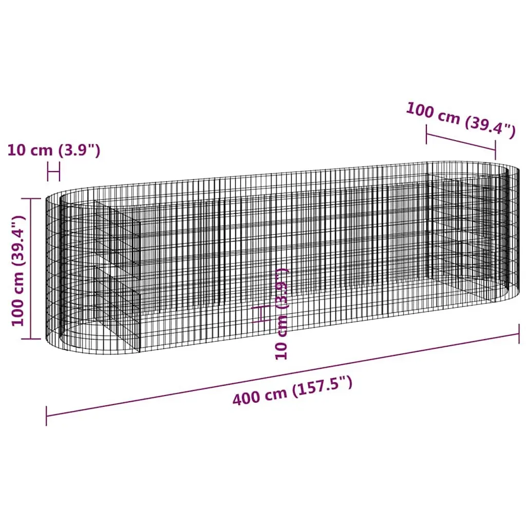 Gabion Raised Bed Garden Planter 400x100x100 cm