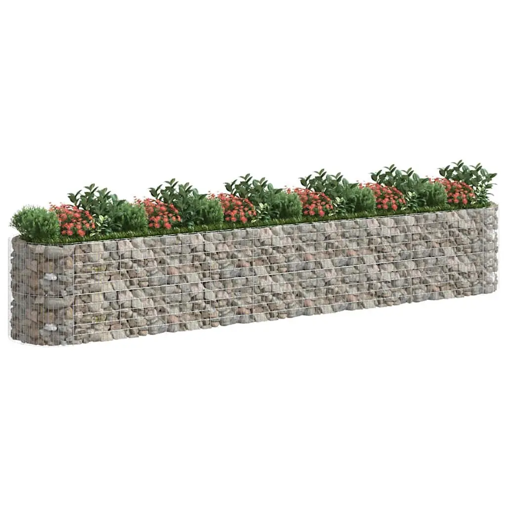 Gabion Raised Bed Planter Silver Galvanised Iron Garden Border Flower Box