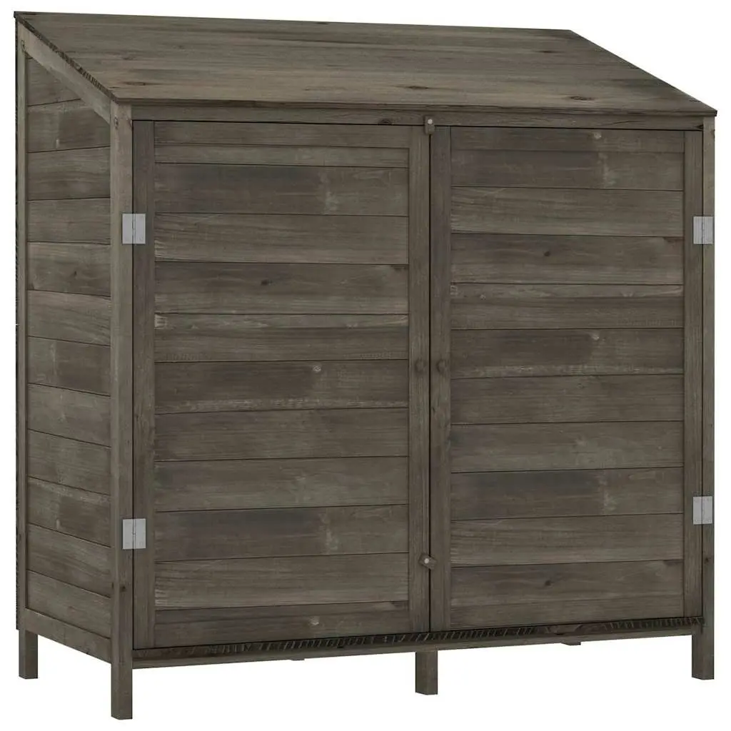 Outdoor Storage Shed Solid Fir Wood Anthracite Backyard Structure 102x52x112cm