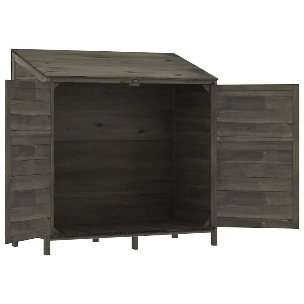 Outdoor Storage Shed Solid Fir Wood Anthracite Backyard Structure 102x52x112cm