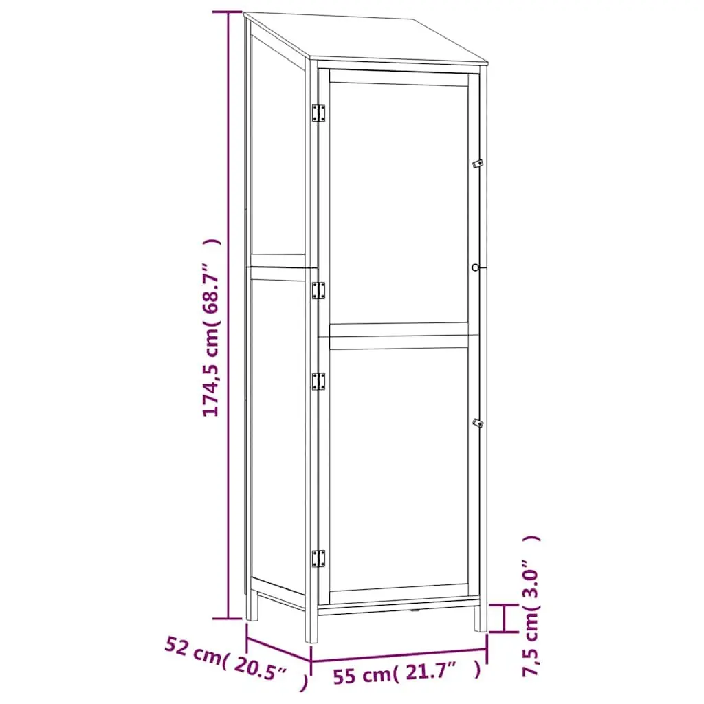Garden Shed Outdoor Storage Wooden White 55 x 52 x 174.5 cm