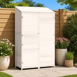 Garden Shed Specifications: White 102x52x174.5 cm Solid Fir