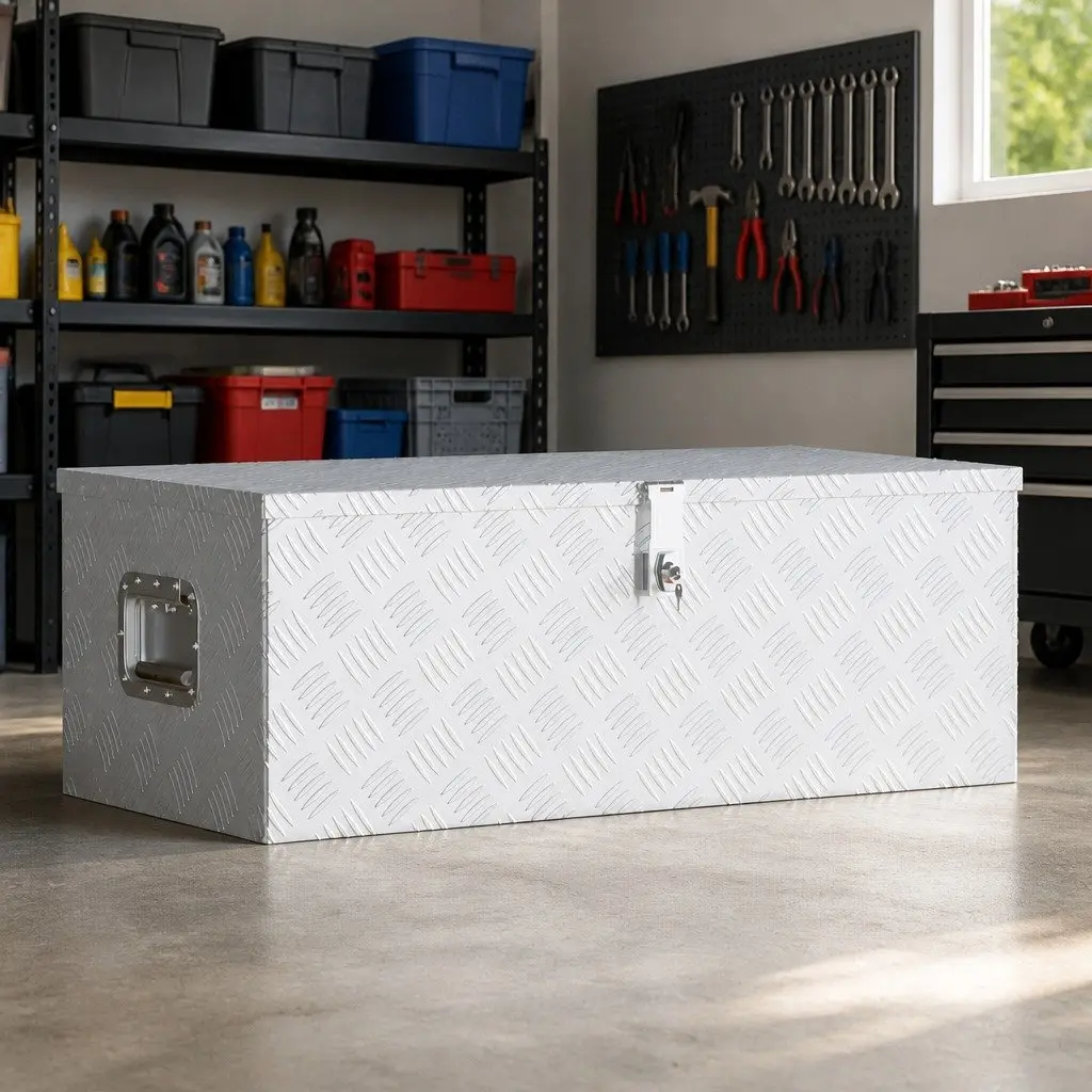Storage Box for Tools and Accessories 90x47x33.5 cm Aluminium Organizer Locking Case