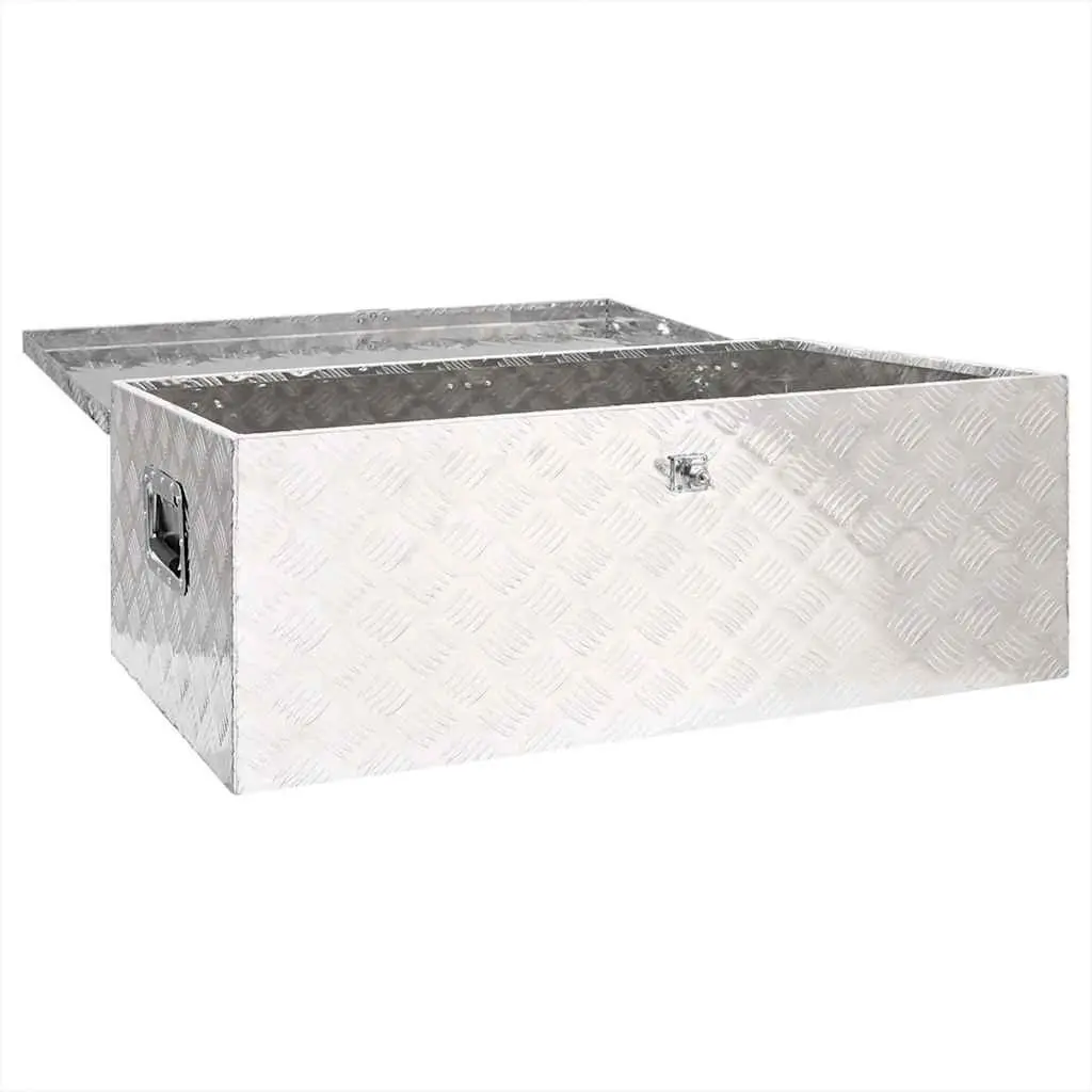 Aluminium Storage Box 100x55x37cm Silver Lockable Tool Case Portable Organiser