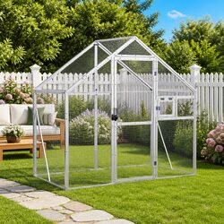 Bird Aviary - Silver Aluminium Frame 179x100x185 cm
