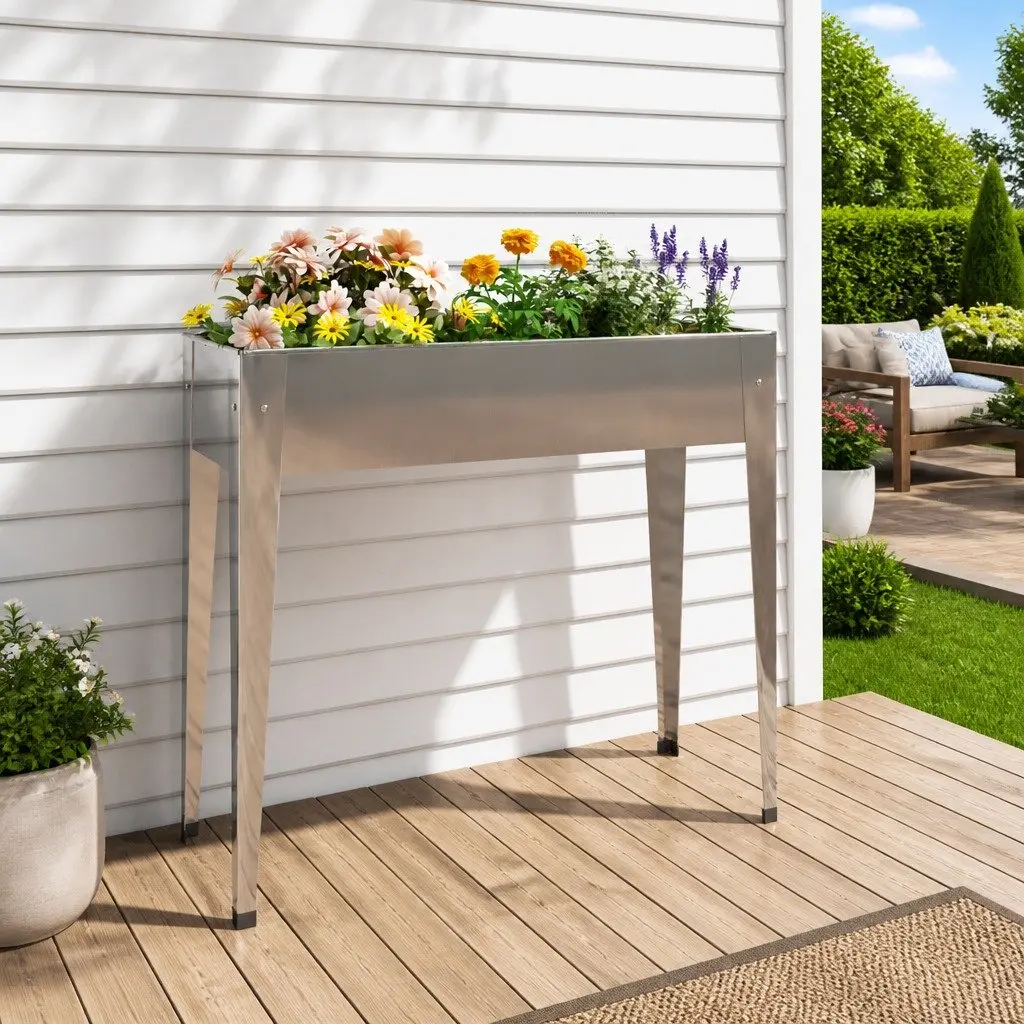 Garden Planter Raised Bed Outdoor 100.5x40.5x90cm Galvanised Steel