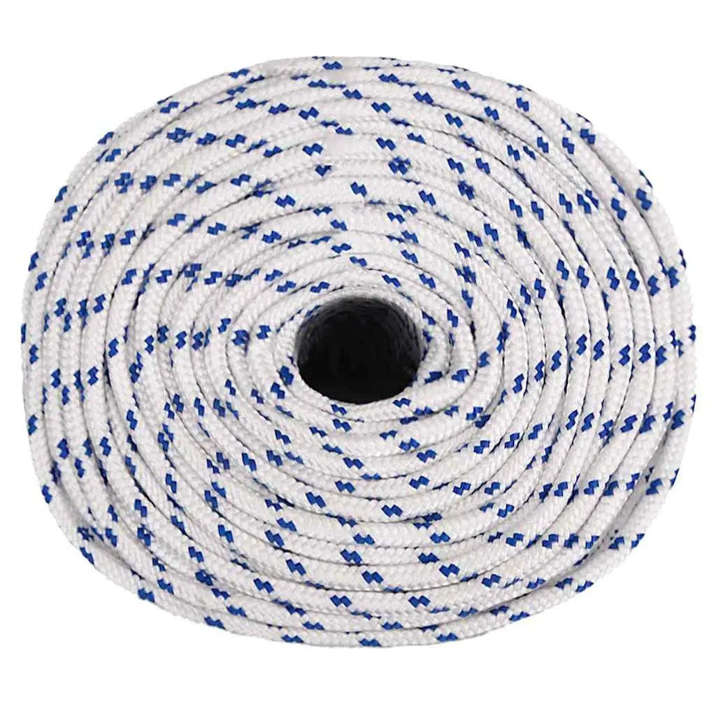 Boat Rope White 8mm 25m Braided Polypropylene for Marine Sailing Dock Line
