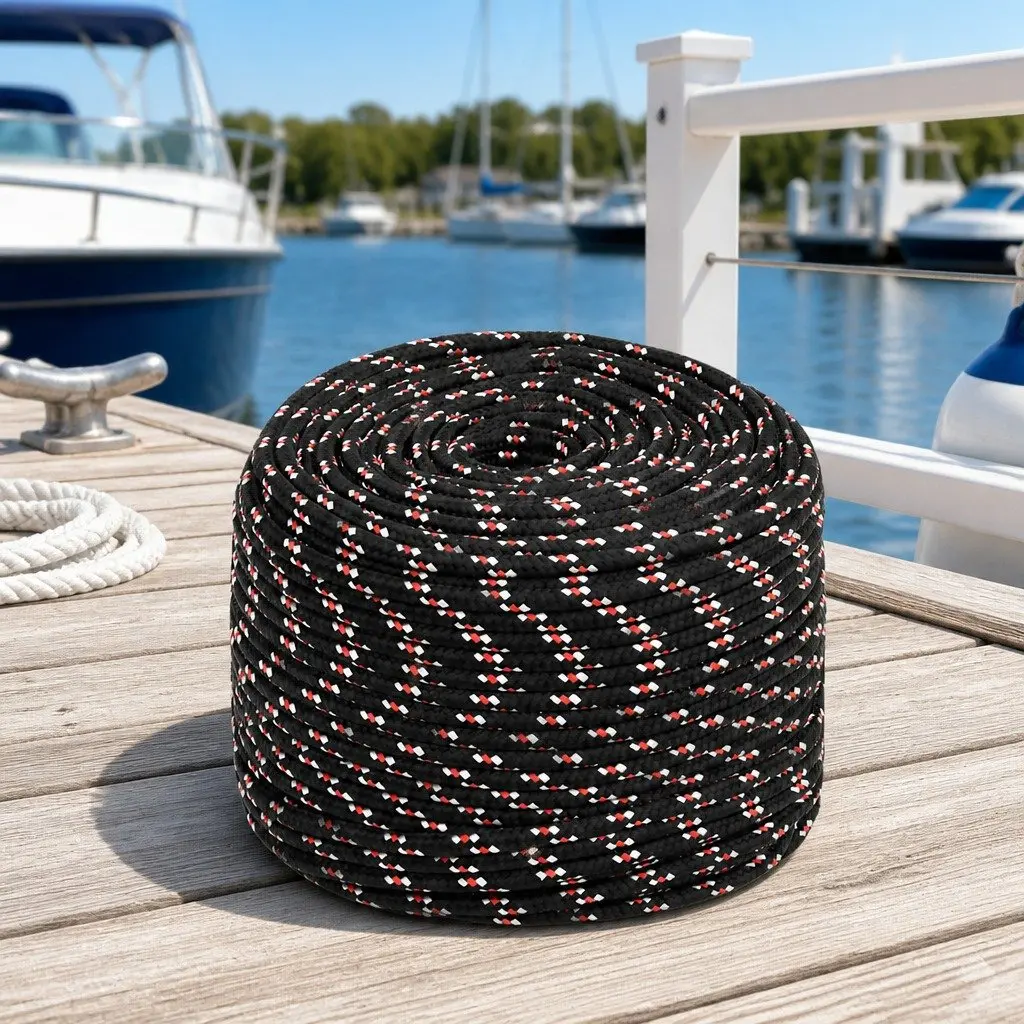 Marine Rope Black 10mm 100m Polypropylene Braided for Sailing Boating Yachting Rigging Dock Line Use