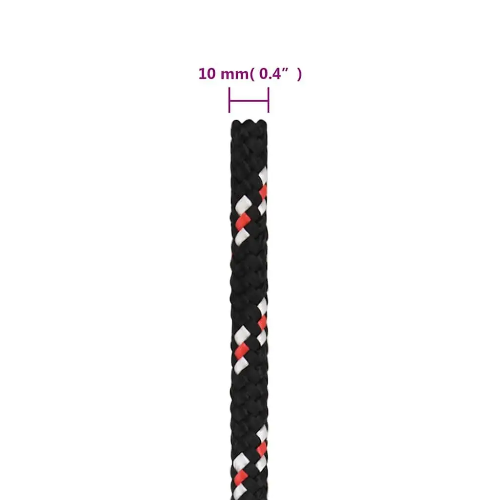 Marine Rope Black 10mm 100m Polypropylene Braided for Sailing Boating Yachting Rigging Dock Line Use