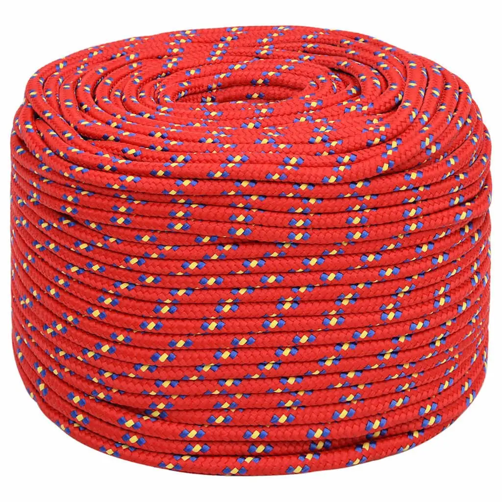 Boat Rope Red 10mm 100m Polypropylene Braided for Sailing Boating Yachting Rigging Dock Line