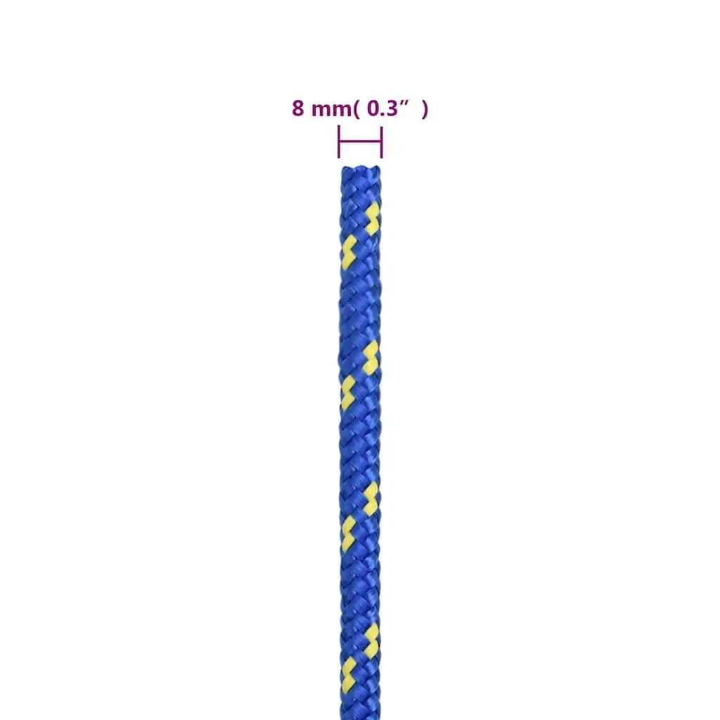 25m Blue 8mm Braided Polypropylene Rope for Boating