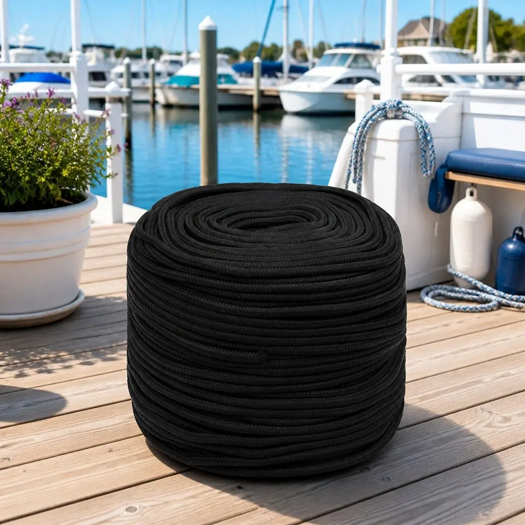 Black Polypropylene Boat Rope 8mm x 25m for Rigging