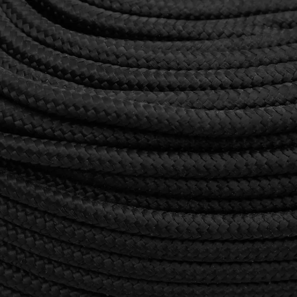 10mm Black Polypropylene Boat Rope 50m