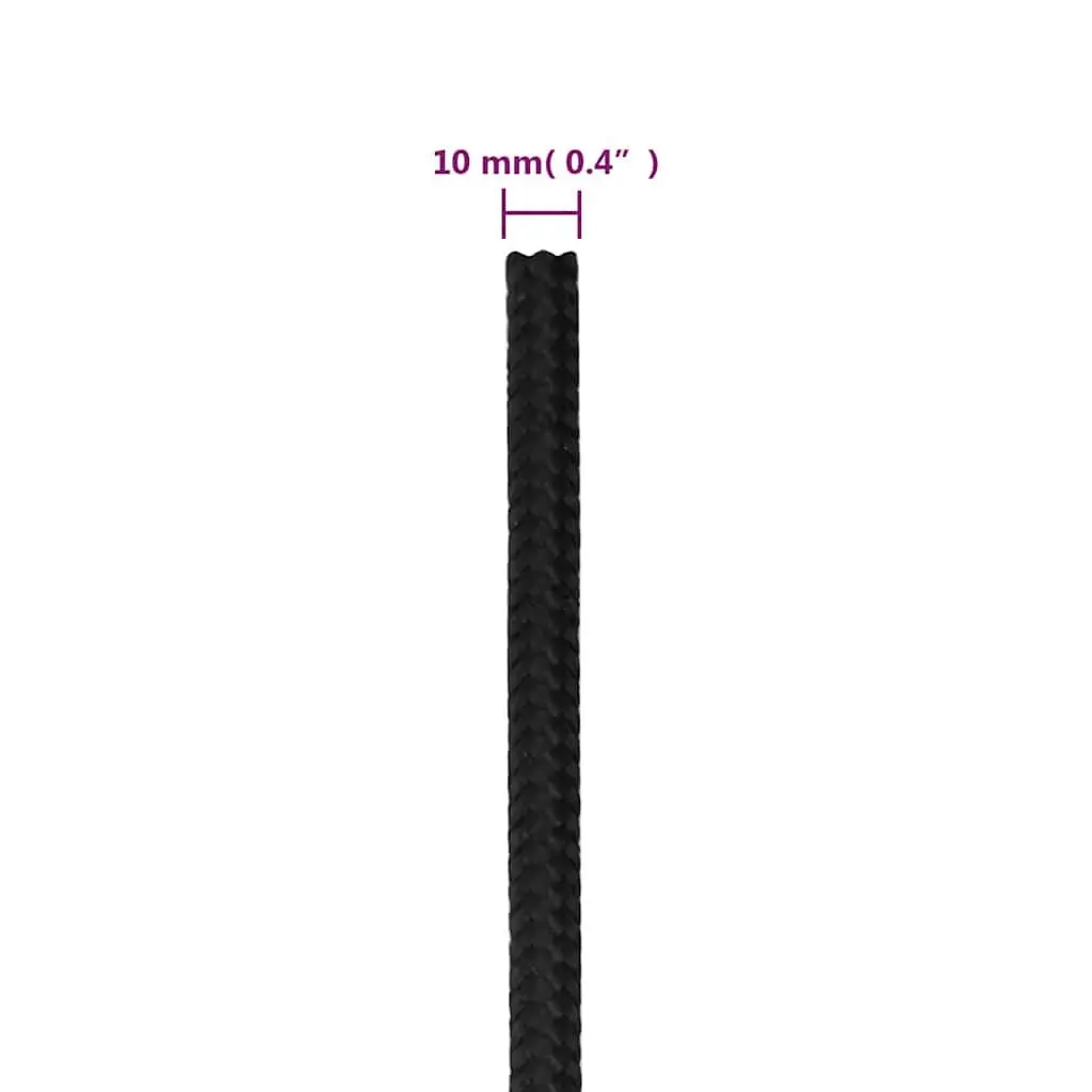 10mm Black Polypropylene Boat Rope 50m