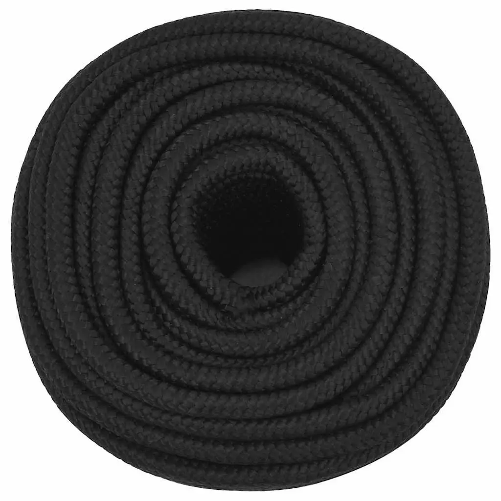 Braided Marine Rope for Sailing and Docking 12mm 100m Black Polypropylene
