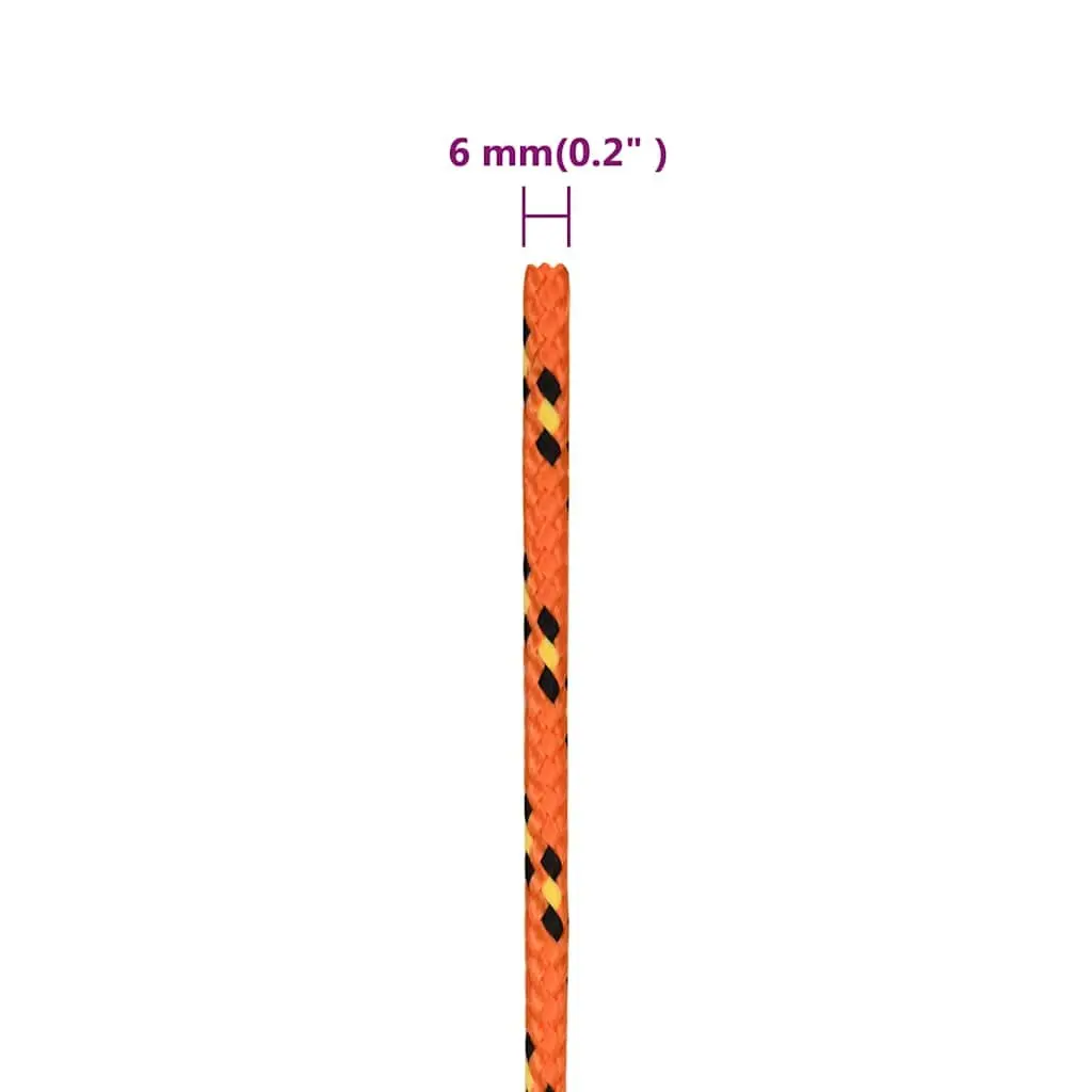 Marine Rope Orange 6mm 50m for Sailing Boating Yachting Dock Lines