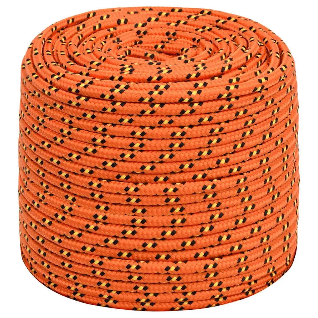 Boat Rope Orange 8mm 50m Polypropylene Marine Braided Dock Line