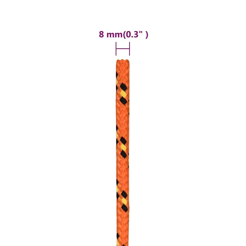 Boat Rope Orange 8mm 50m Polypropylene Marine Braided Dock Line