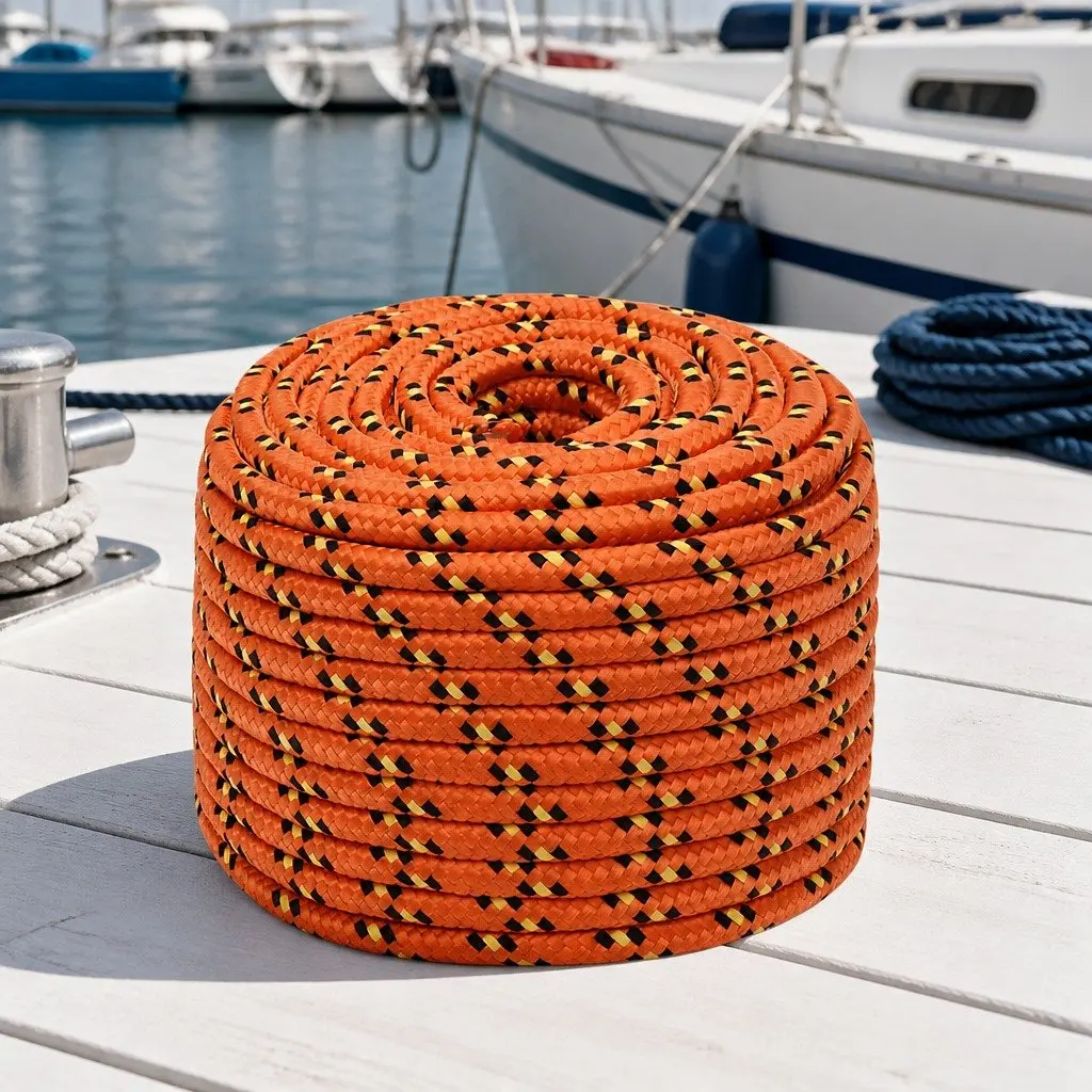 Boat Rope Marine Use 12mm 100m Orange Braided Polypropylene