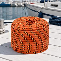 Boat Rope Orange 12mm 100m Marine Braided Polypropylene Dock Line Sailing