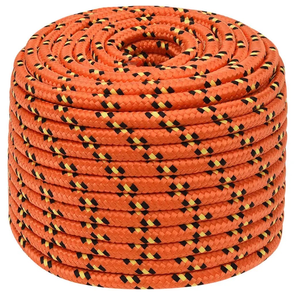 Boat Rope Marine Use 12mm 100m Orange Braided Polypropylene