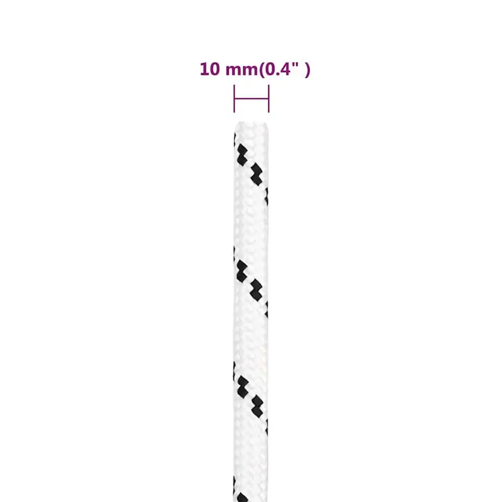 10mm White Braided Polyester Work Rope