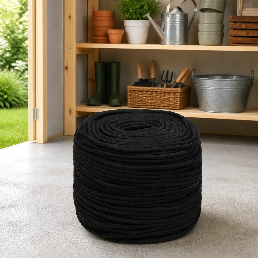 Black Braided Polyester Work Rope 6mm