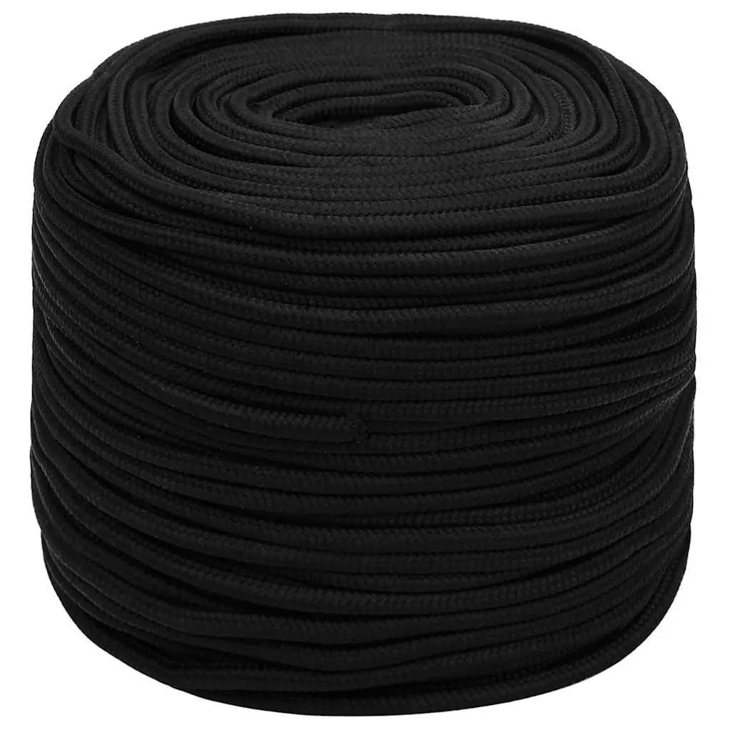 Black Braided Polyester Work Rope 6mm