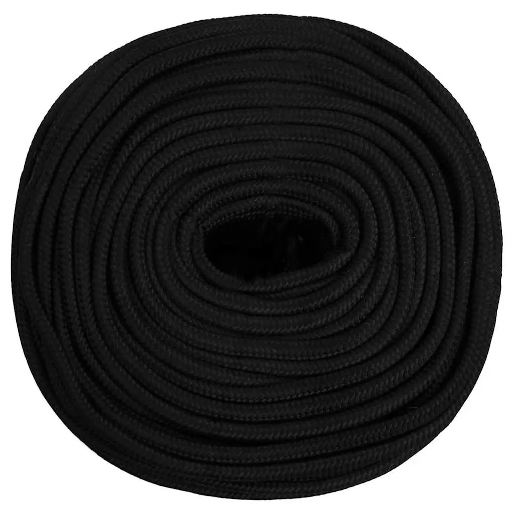 Black Braided Polyester Work Rope 6mm
