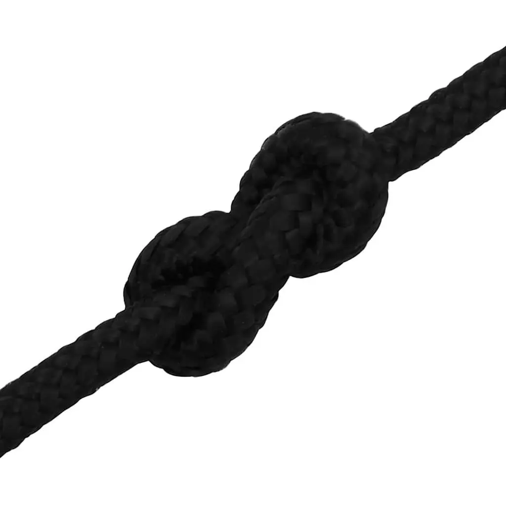 Black Braided Polyester Work Rope 6mm