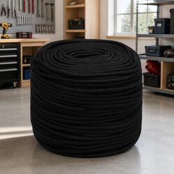 Work Rope Black 10mm 50m Braided Polyester Cord for Garden Workshop Home Use