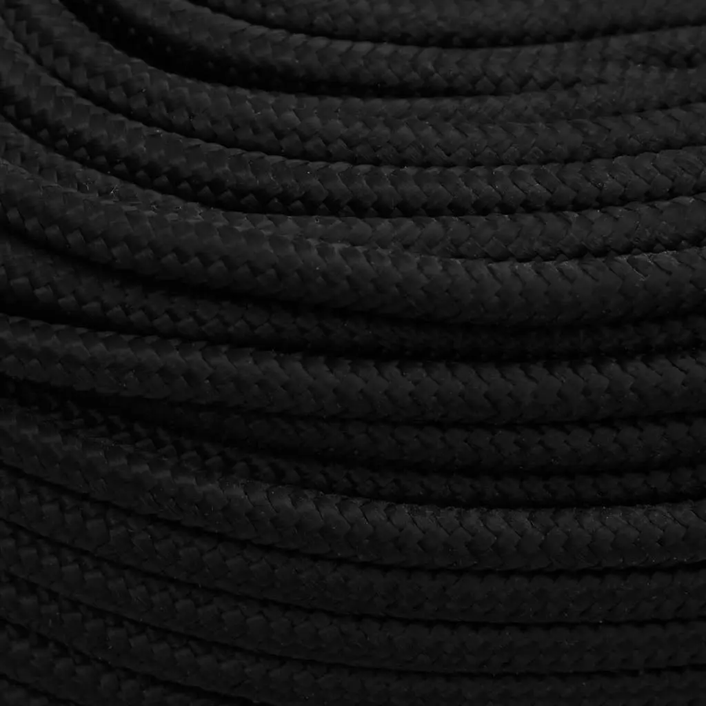 50m Black Braided Polyester Work Rope