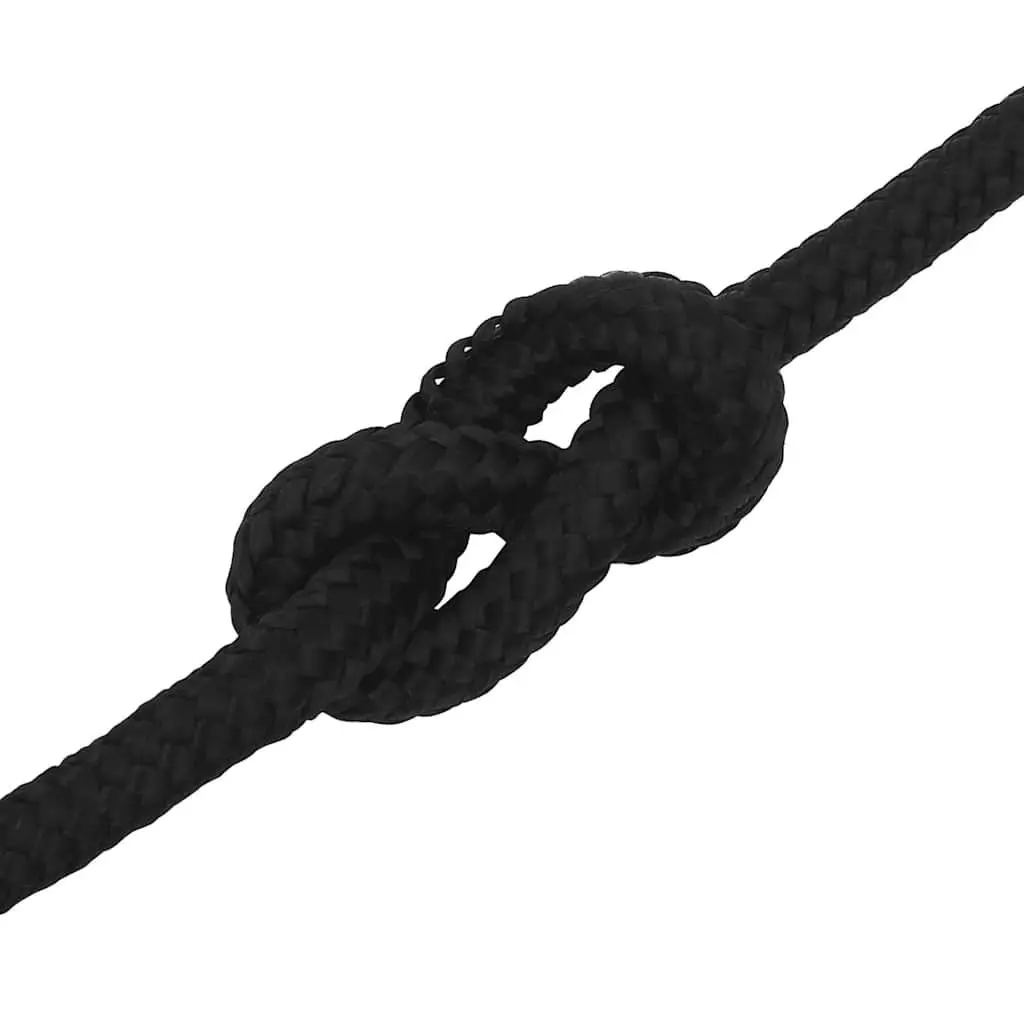 Braided Polyester Work Rope Utility 12mm 50m Black