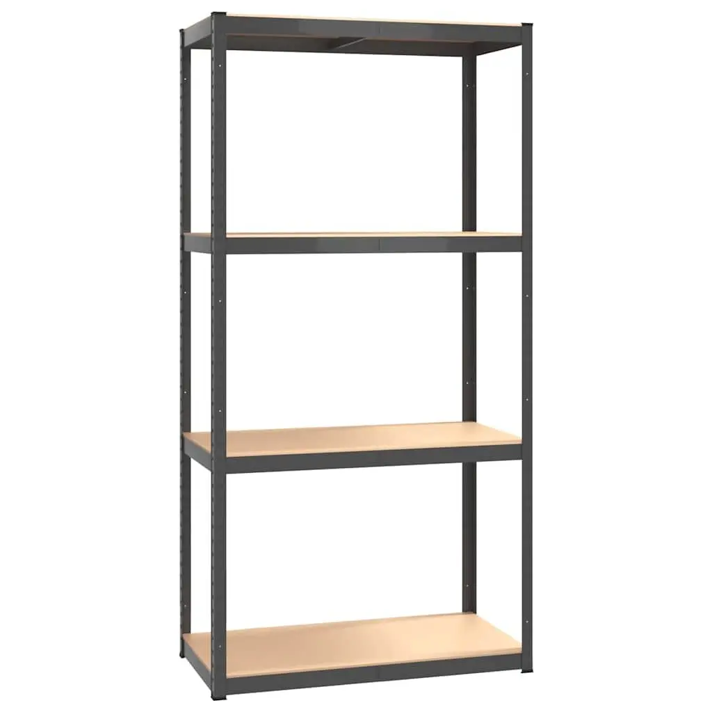 Industrial Storage Shelves 4-Layer Anthracite Steel Engineered Wood Organiser