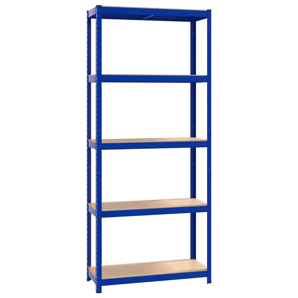 5-Layer Industrial Storage Shelves 3 pcs Blue Steel Engineered Wood Boltless