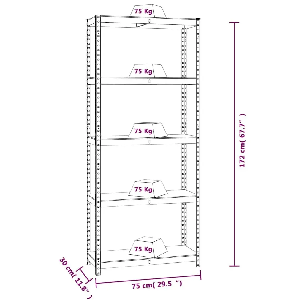 Industrial Storage Shelves 5-Layer Shelving Unit Anthracite Steel Engineered