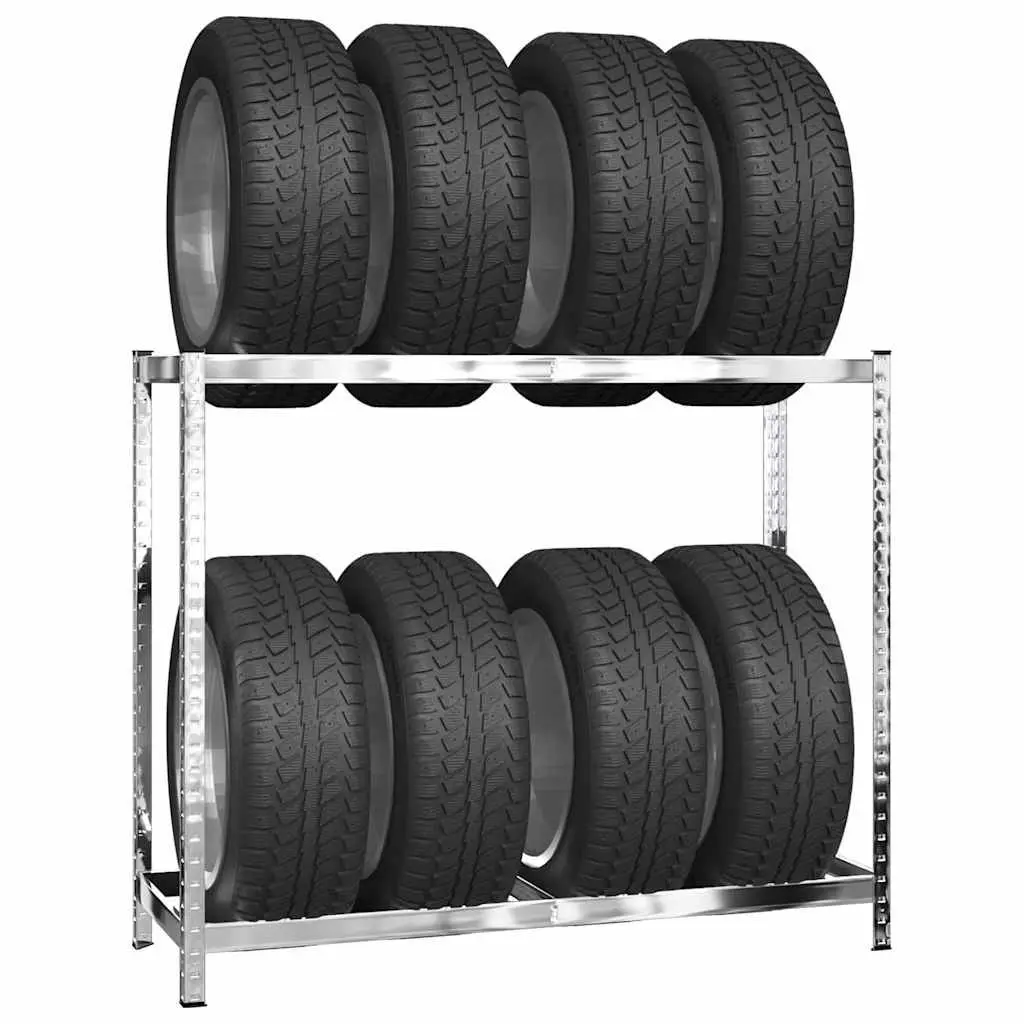 2-Layer Tire Racks Industrial Storage Shelving Steel Frame Garage Organization