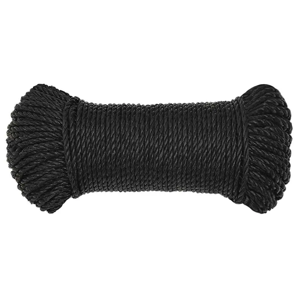 Black 6mm 50m Twisted Work Rope