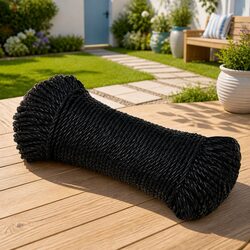 Black Twisted Work Rope - 6mm Diameter, 100m Length