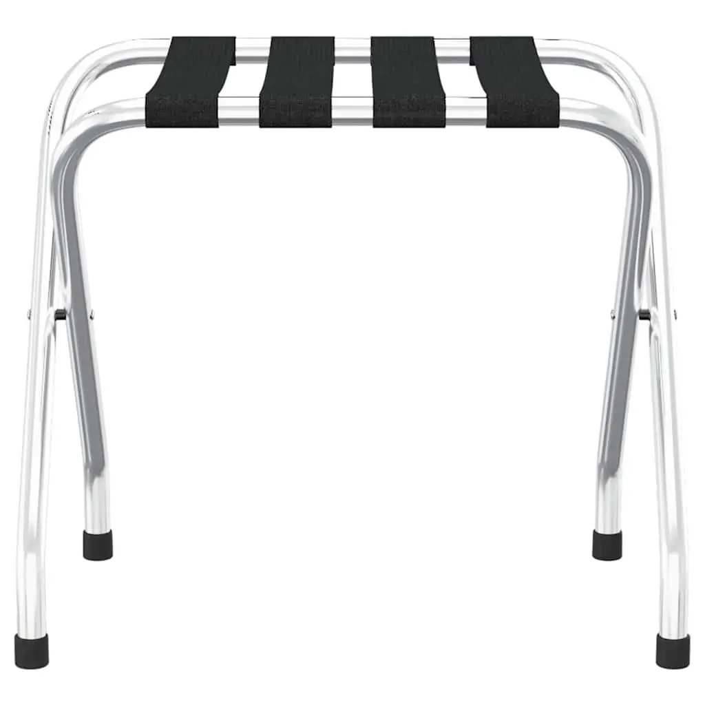 Luggage Rack Hotel Use Foldable Steel Frame Nylon Straps Silver 56x40x49cm