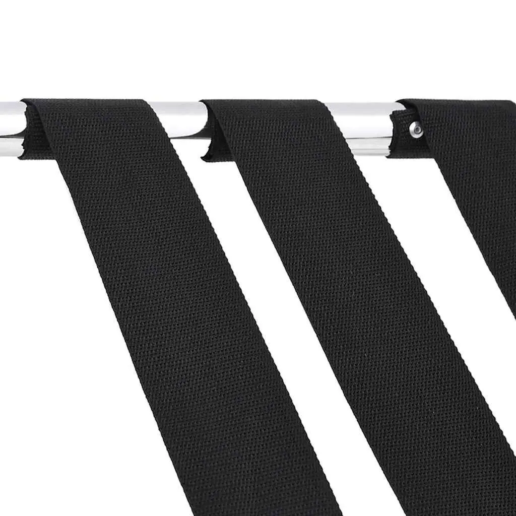 Luggage Rack Hotel Use Foldable Steel Frame Nylon Straps Silver 56x40x49cm