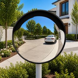 Outdoor Traffic Mirror - 45cm Black Convex Design