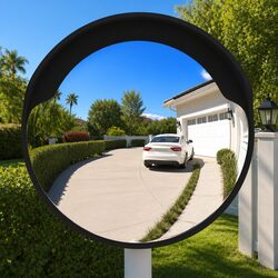 60cm Black Convex Traffic Mirror - Polycarbonate Construction