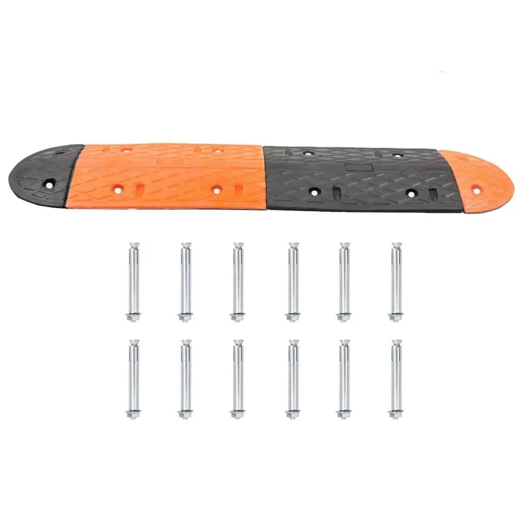Rubber Speed Hump Traffic Safety Deceleration Bumper for Roads Driveways and Parking Areas 129 x 32.5 x 4 cm