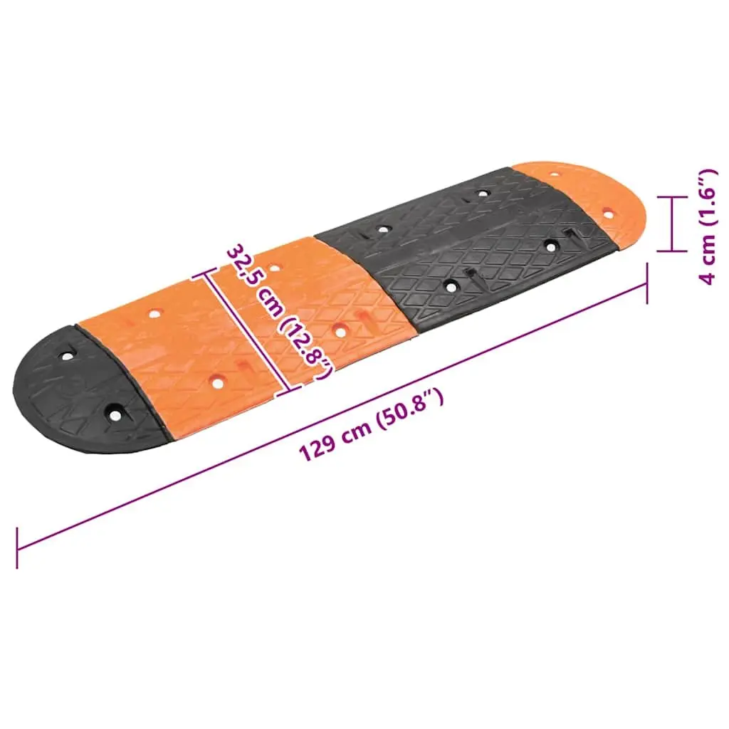 Rubber Speed Hump Traffic Safety Deceleration Bumper for Roads Driveways and Parking Areas 129 x 32.5 x 4 cm