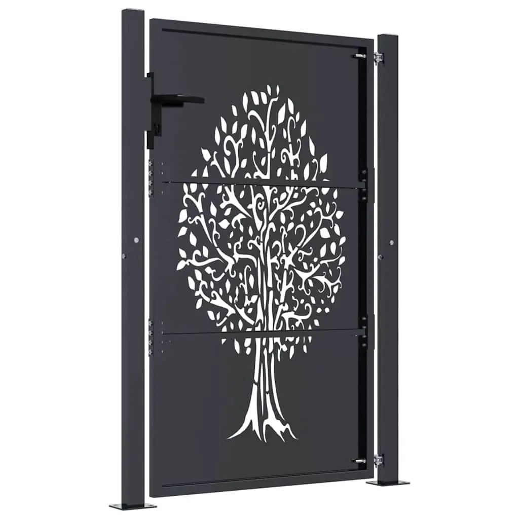 Garden Gate 100x150cm Anthracite Steel Laser-Cut Design Outdoor Fence Entry