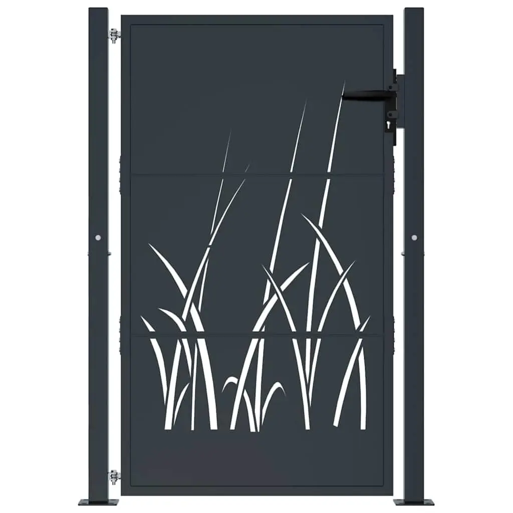 Garden Gate Anthracite 100x125 cm Steel Laser-Cut Design Lockable Security Entry