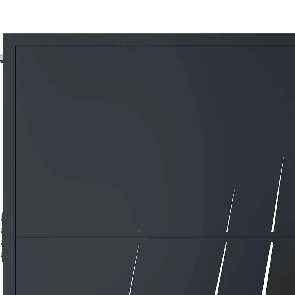 Garden Gate Anthracite 100x200cm Steel Laser-Cut Design Lockable Entry Fence