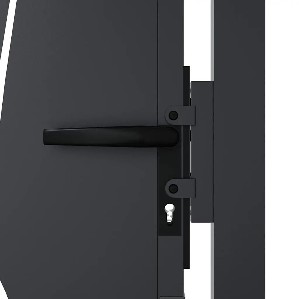 Garden Gate Anthracite 100x200cm Steel Laser-Cut Design Lockable Entry Fence